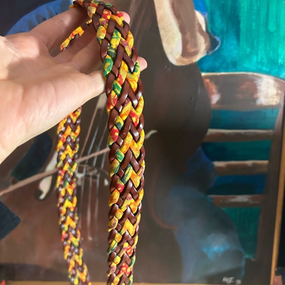 Escada Colorful Braided Belt with Gold Buckle Made in Italy 42 - Picture 11 of 15